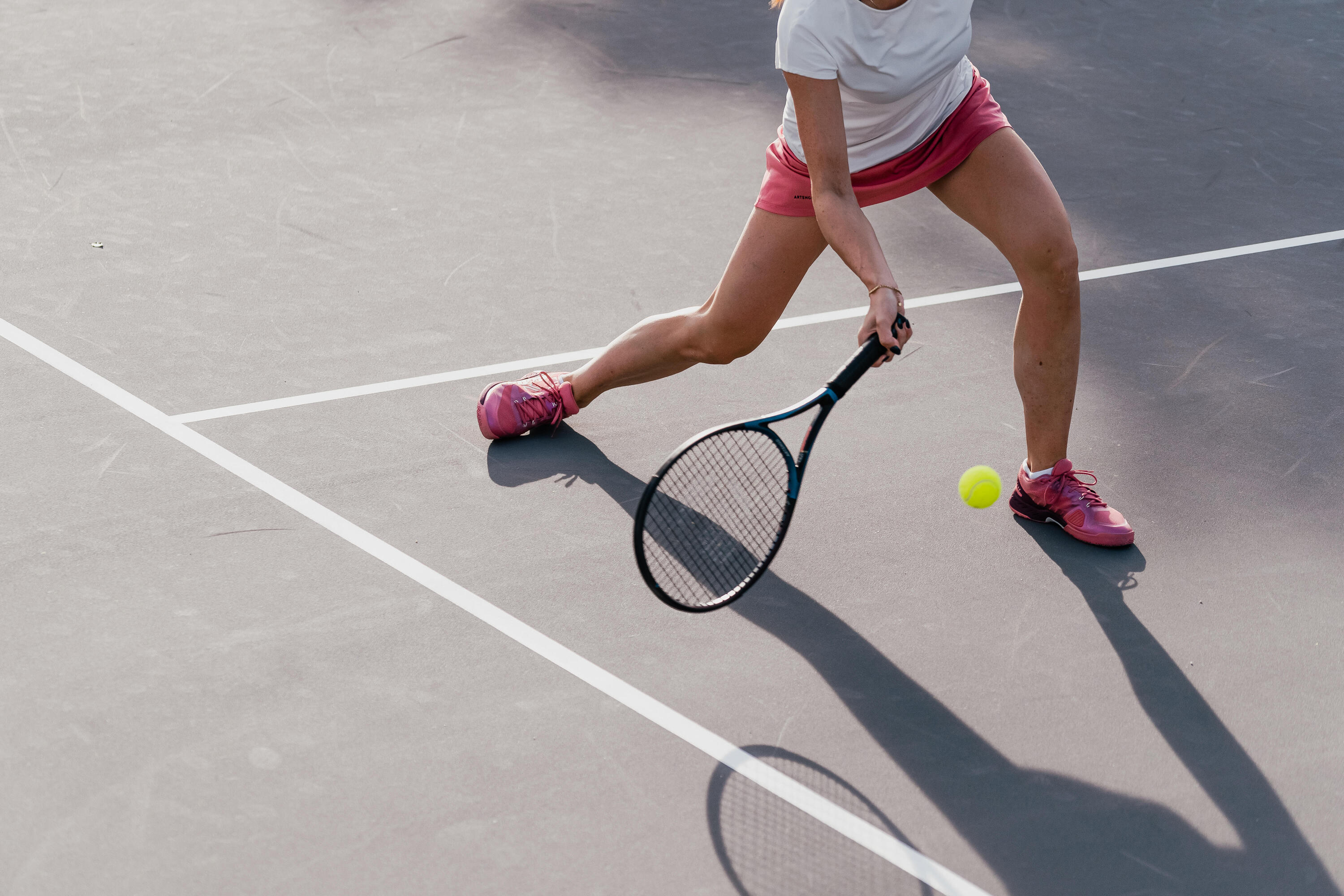 Jupe tennis dry femme - Essentiel 100 rose 12/16