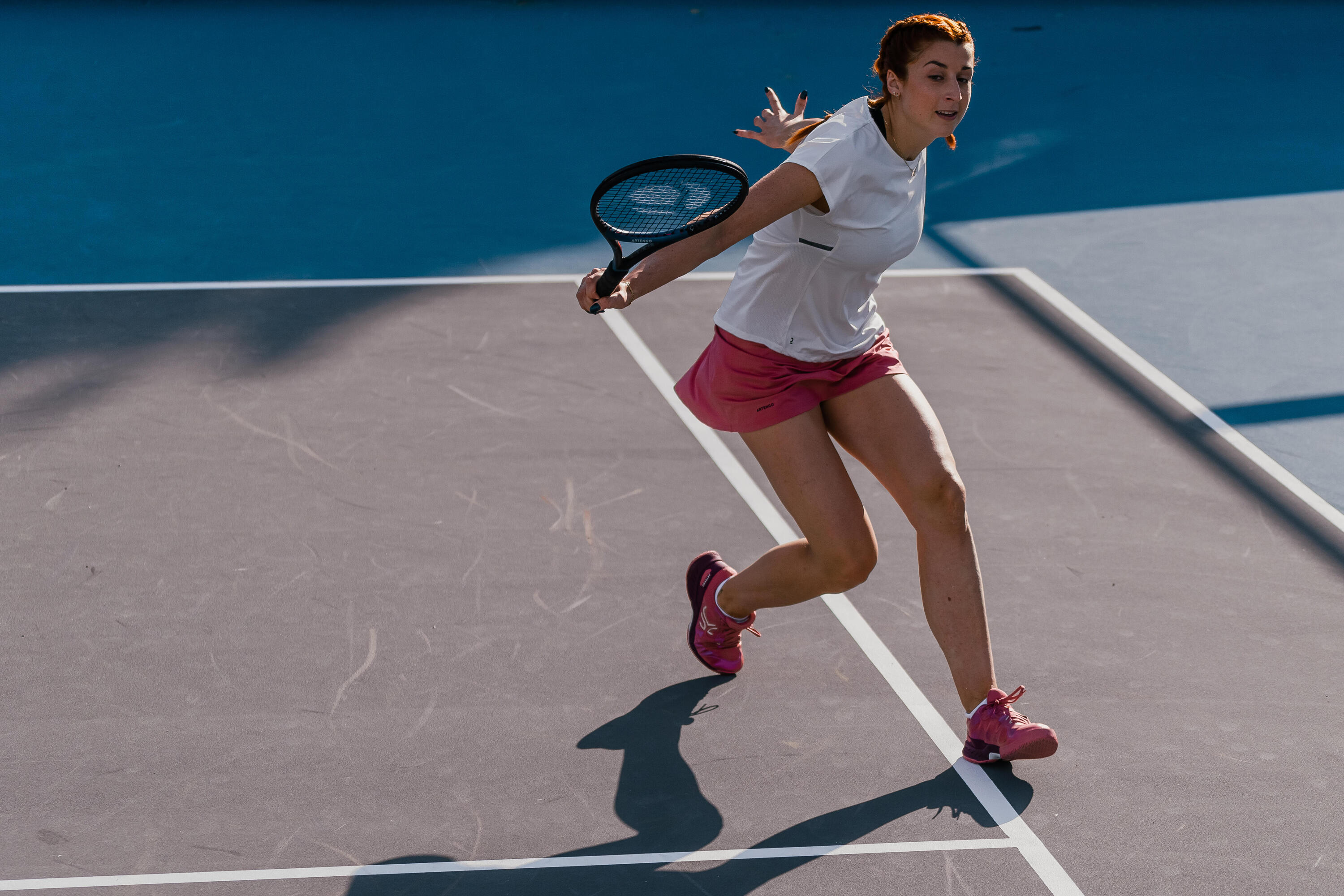 Jupe tennis dry femme - Essentiel 100 rose 10/16