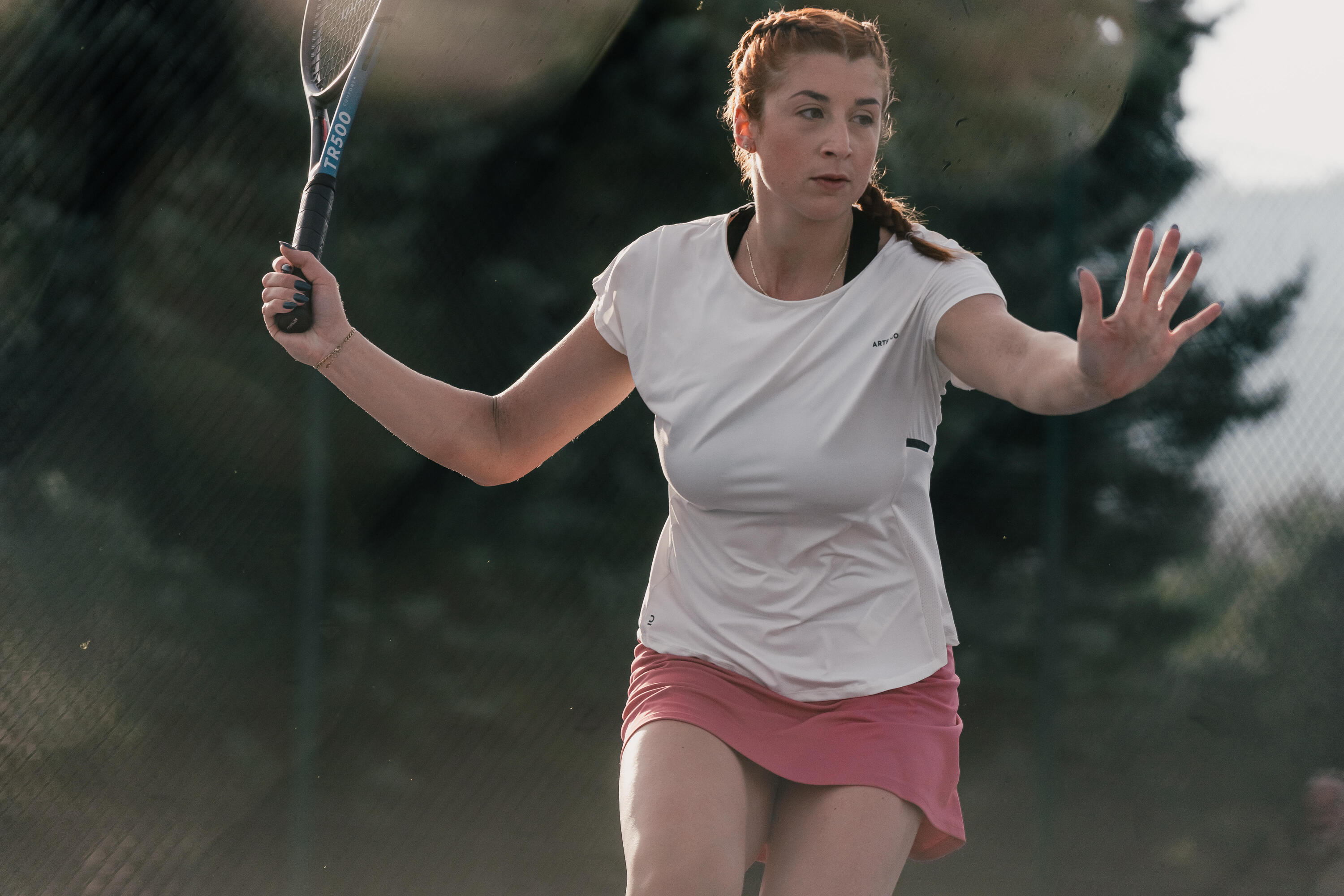 Jupe tennis dry femme - Essentiel 100 rose 9/16