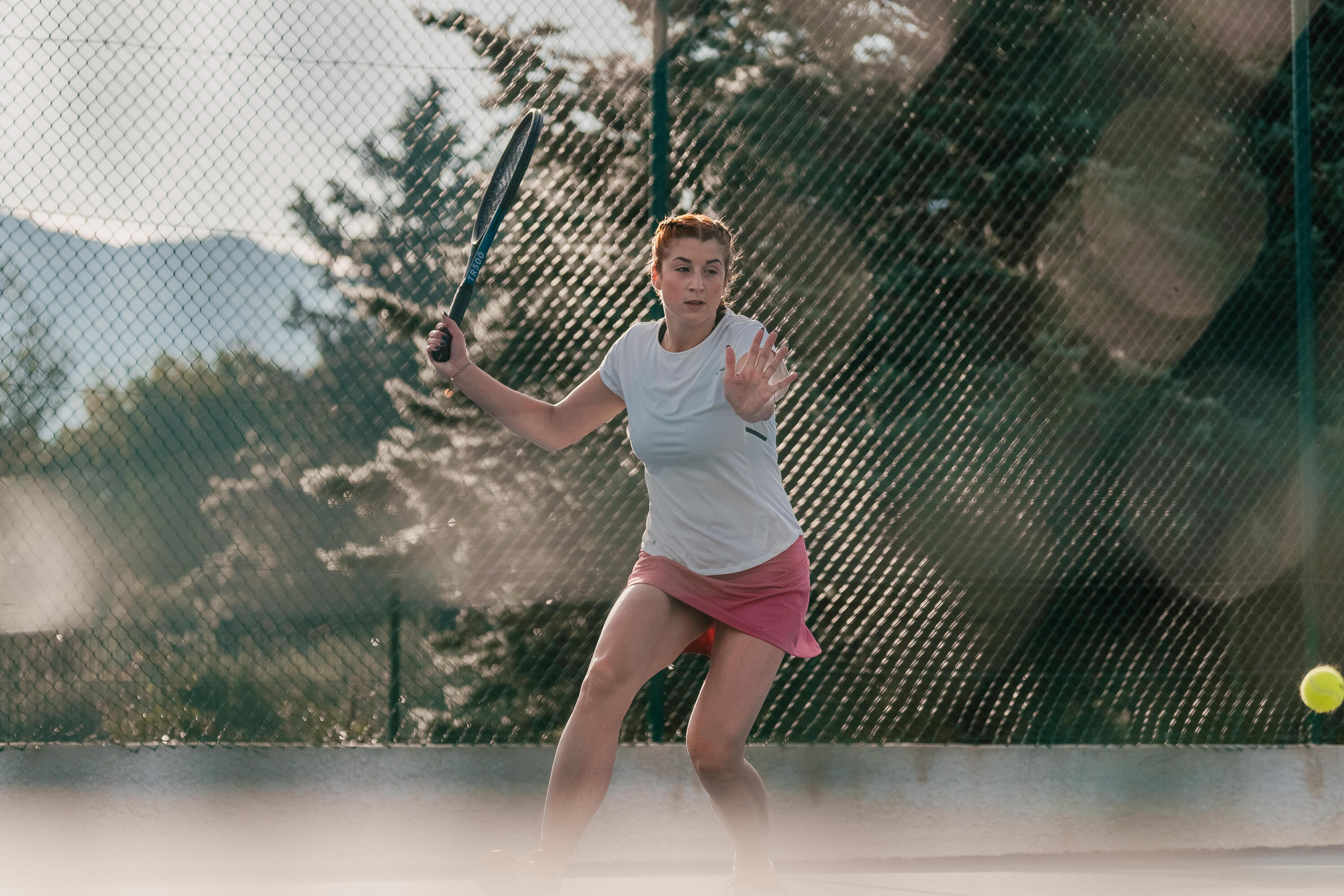 Jupe tennis dry femme - Essentiel 100 rose 8/16