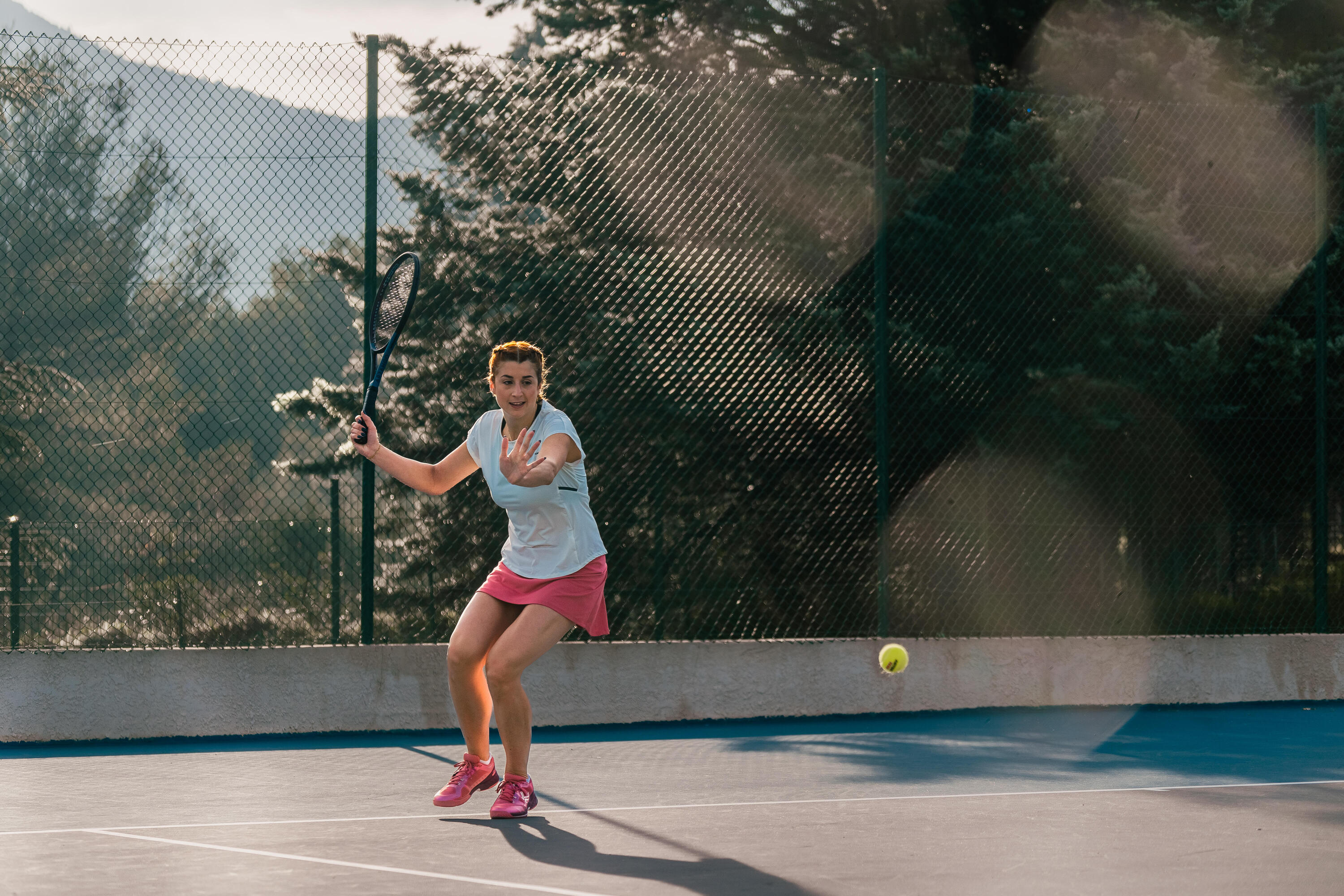 Jupe tennis dry femme - Essentiel 100 rose 7/16