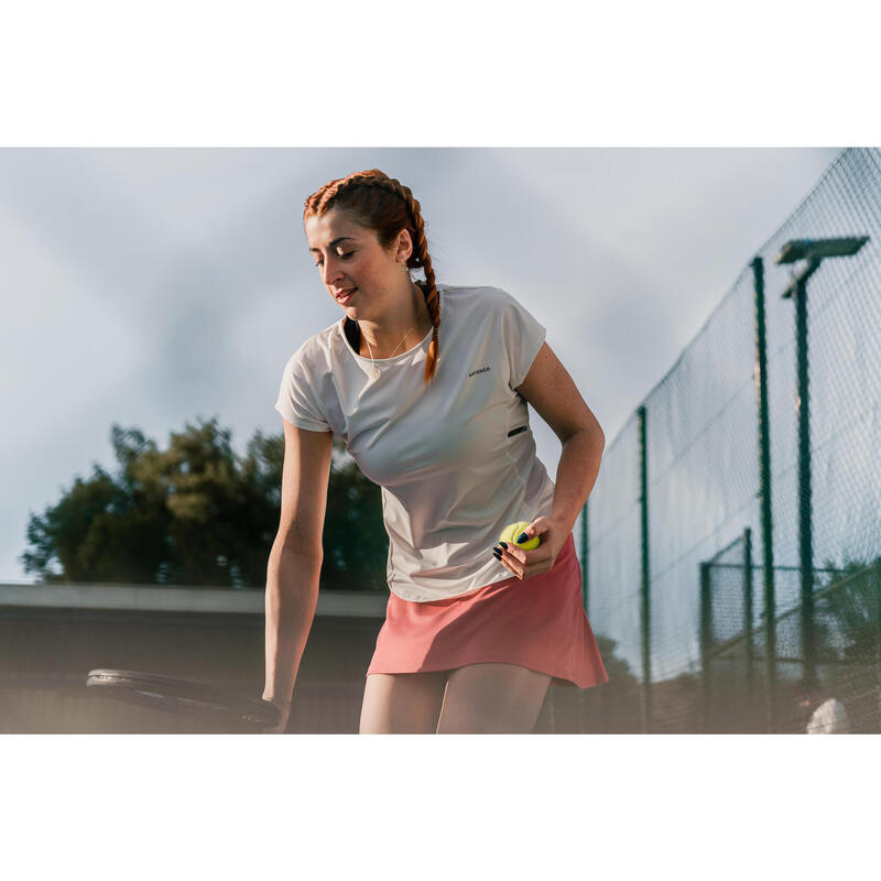 Falda de tenis dry mujer - Essentiel 100 rosa