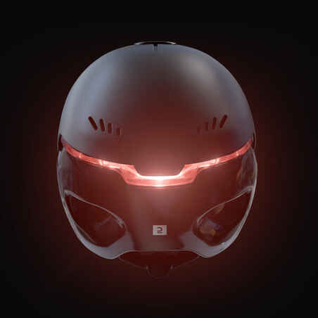 City Cycling Helmet with Visor and Rear Light 900 - Black