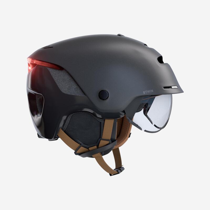 Capacete de Ciclismo 900 com Viseira e Luz Traseira Preto