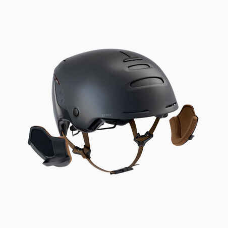 City Cycling Helmet with Visor and Rear Light 900 - Black