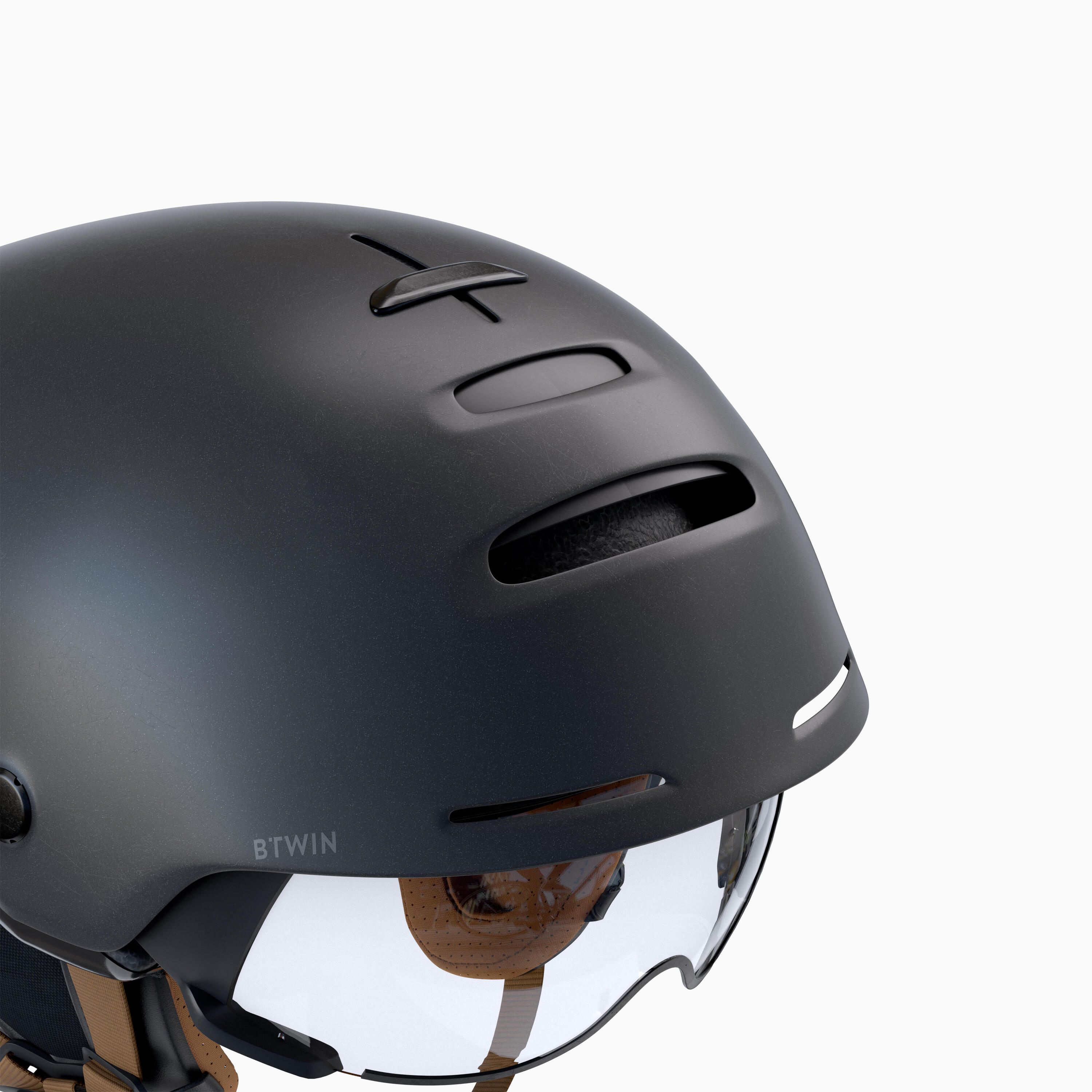 City Cycling Helmet with Visor and Rear Light 900 - Black 7/10