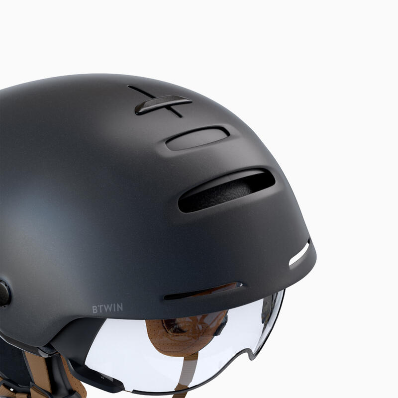 Capacete de Ciclismo 900 com Viseira e Luz Traseira Preto