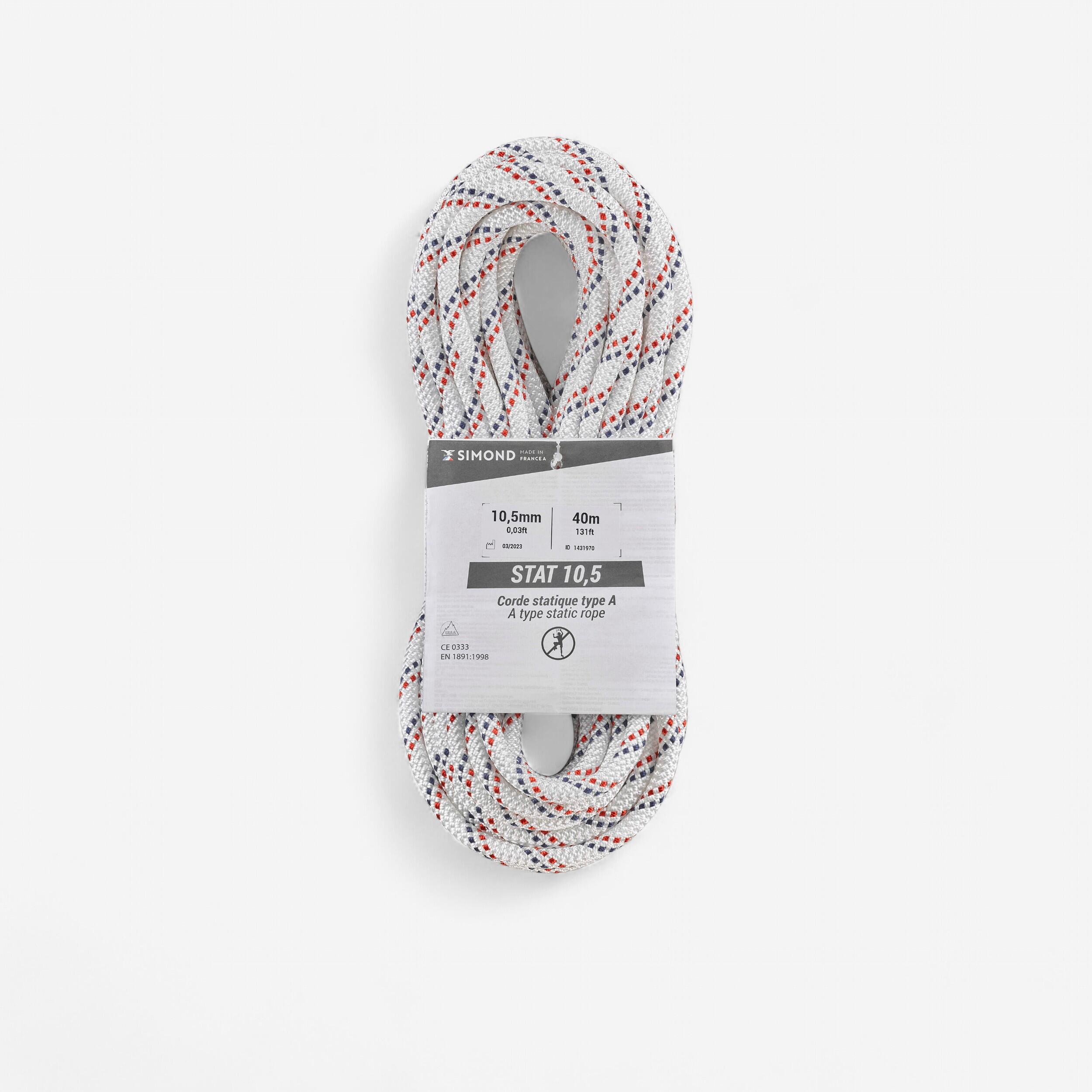 Simond - Corde Semi-statique 10,5 Mm X 40 M - Stat 10,5 Blanche - Corde Statique - Escalade Alpi Canyoning Parapente - - Taille Unique - Decathlon