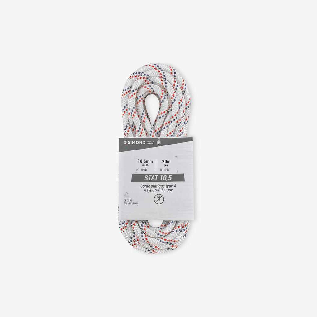 SEMI-STATIC ROPE 10.5 MM X 20 M - STAT 10.5 WHITE