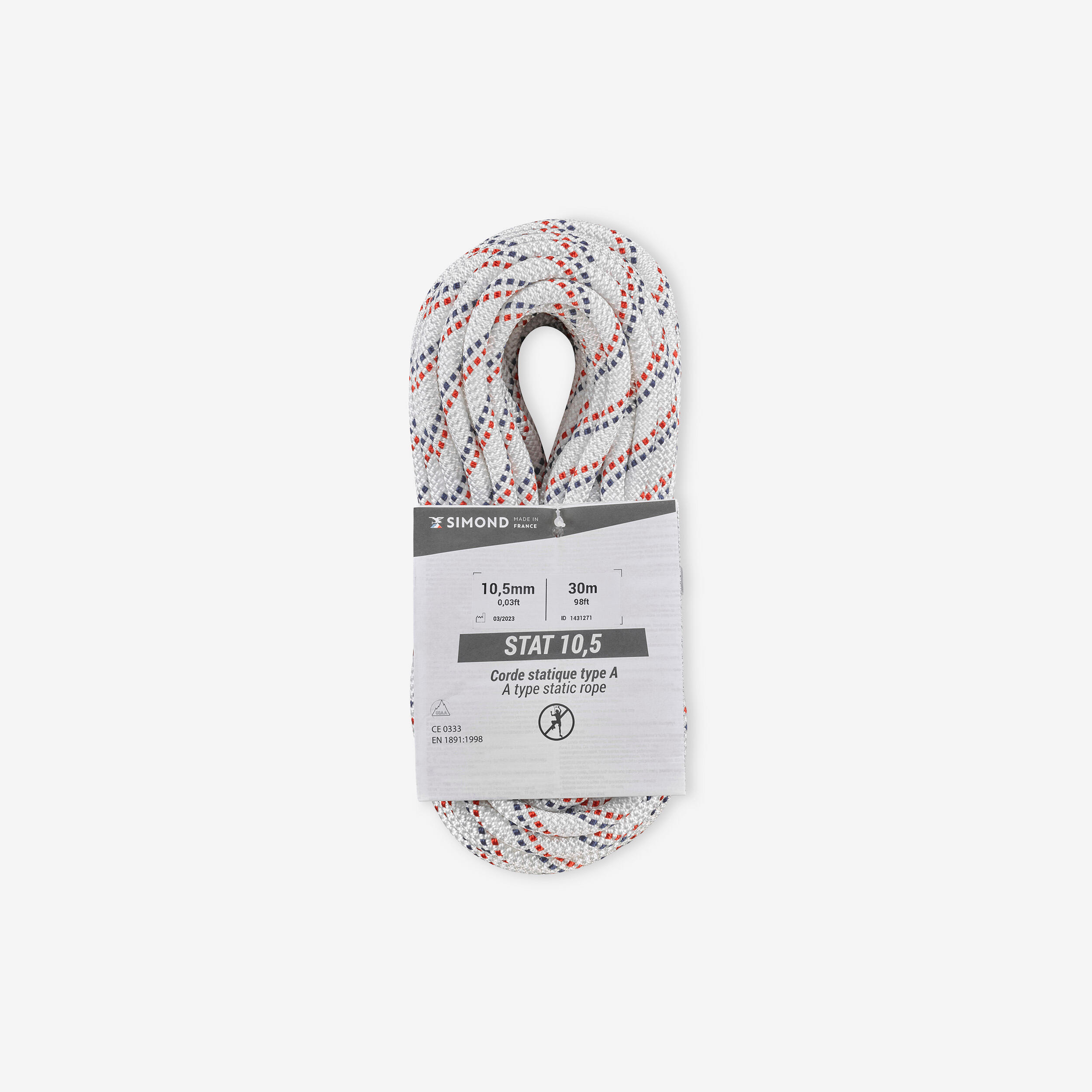 Simond - Corde Semi-statique 10,5 Mm X 30 M - Stat 10,5 Blanche - Corde Statique - Escalade Alpi Canyoning Parapente - - Taille Unique - Decathlon