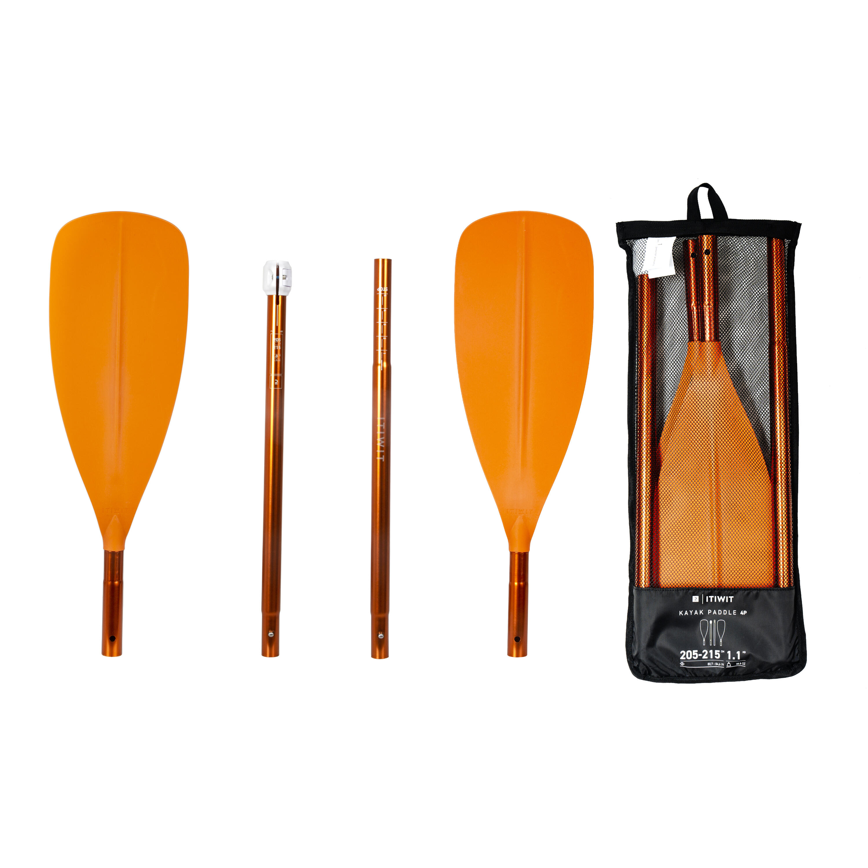 Packraft/kayak symmetrical separable paddle 4 sections 205–2,015 cm 3/11