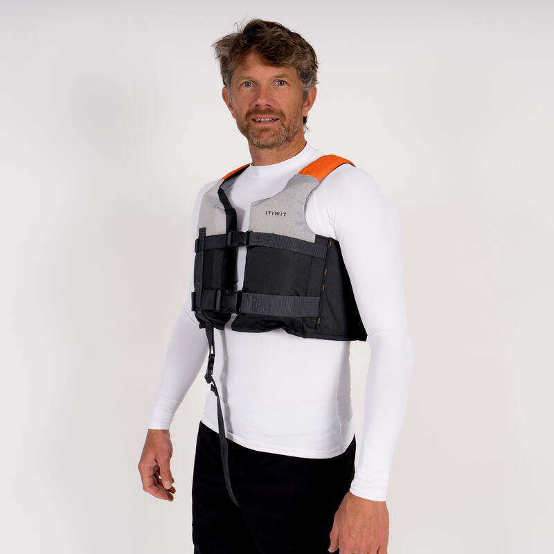 Gilet aide à la flottaison 50N+ gris kayak stand up paddle dériveur