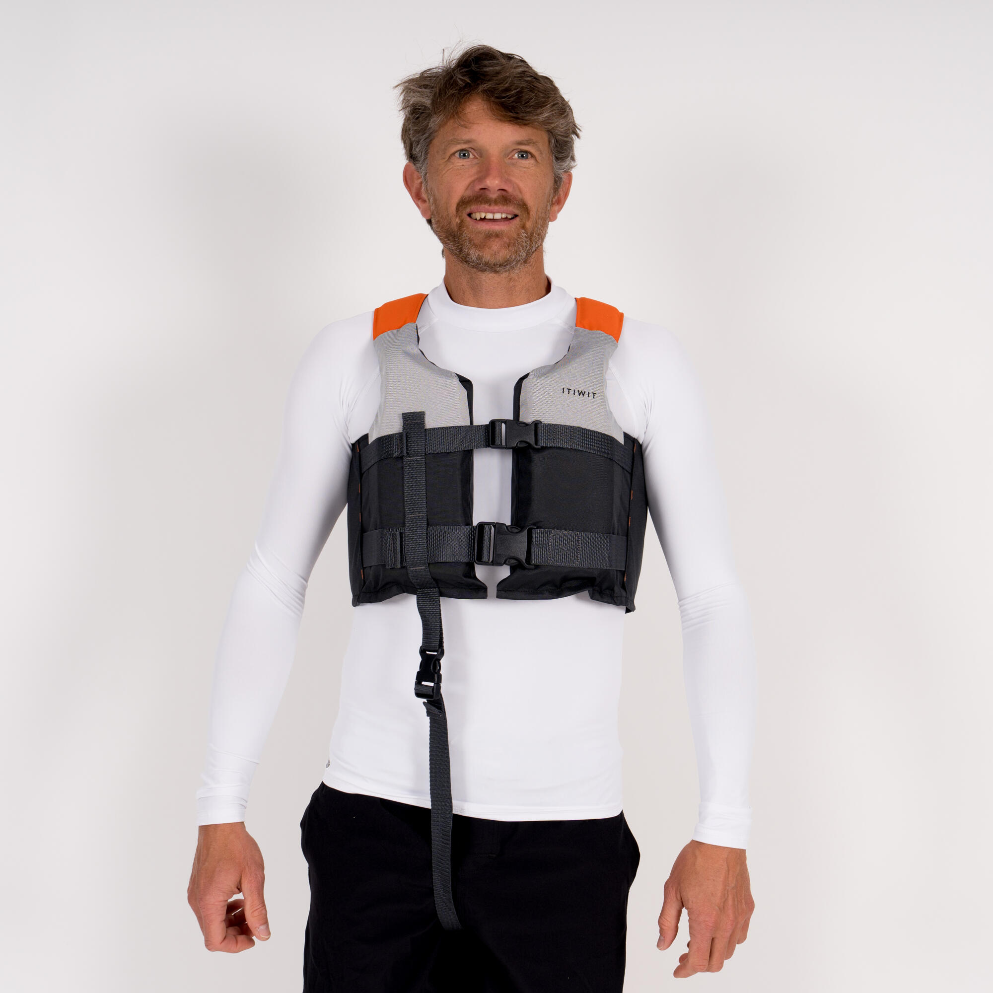 Gilet aide a la flottabilite 50N gris kayak stand up paddle deriveur ITIWIT Decathlon