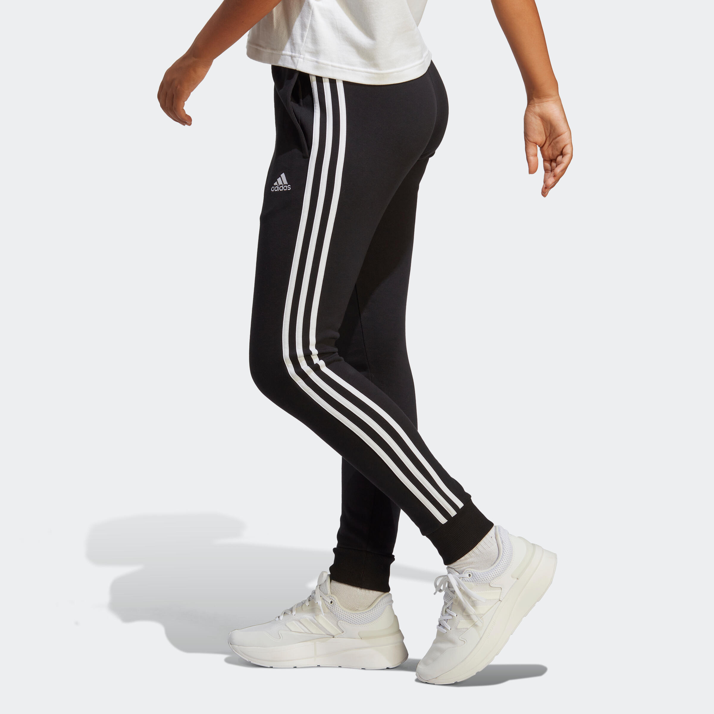 Pantaloni donna fitness ADIDAS regular cotone leggero neri 3/11