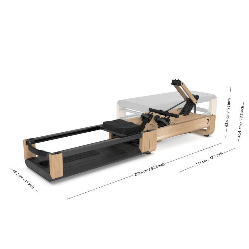 Rameur Domyos Woodrower 3 en 1, pliant, auto-alimenté, connecté et garanti 5 ans