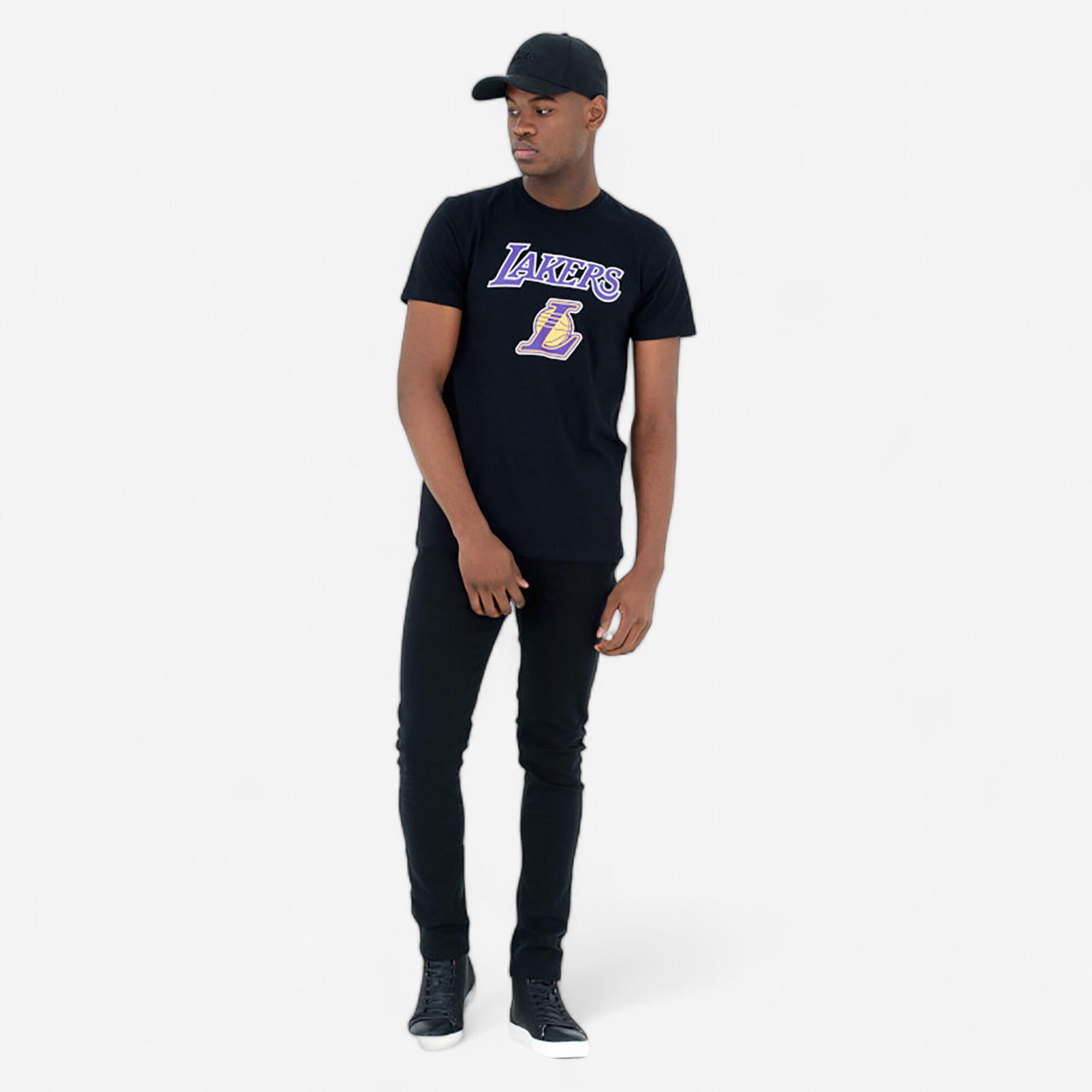 T shirt NBA manches courtes homme femme Los Angeles Lakers noir