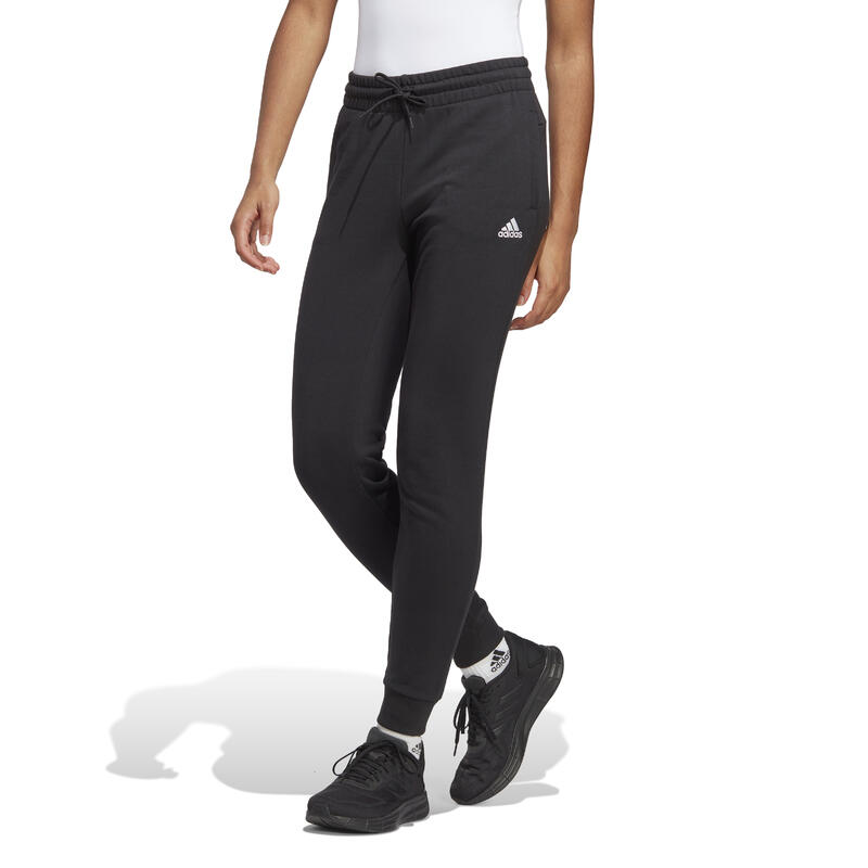 Pantaloni donna fitness Adidas regular misto cotone neri