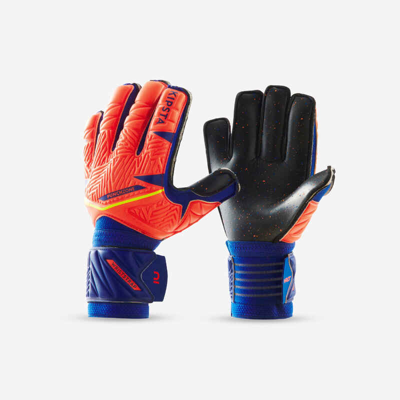Kinder Fussball Torwarthandschuhe - F500 Viralto Shielder orange/blau