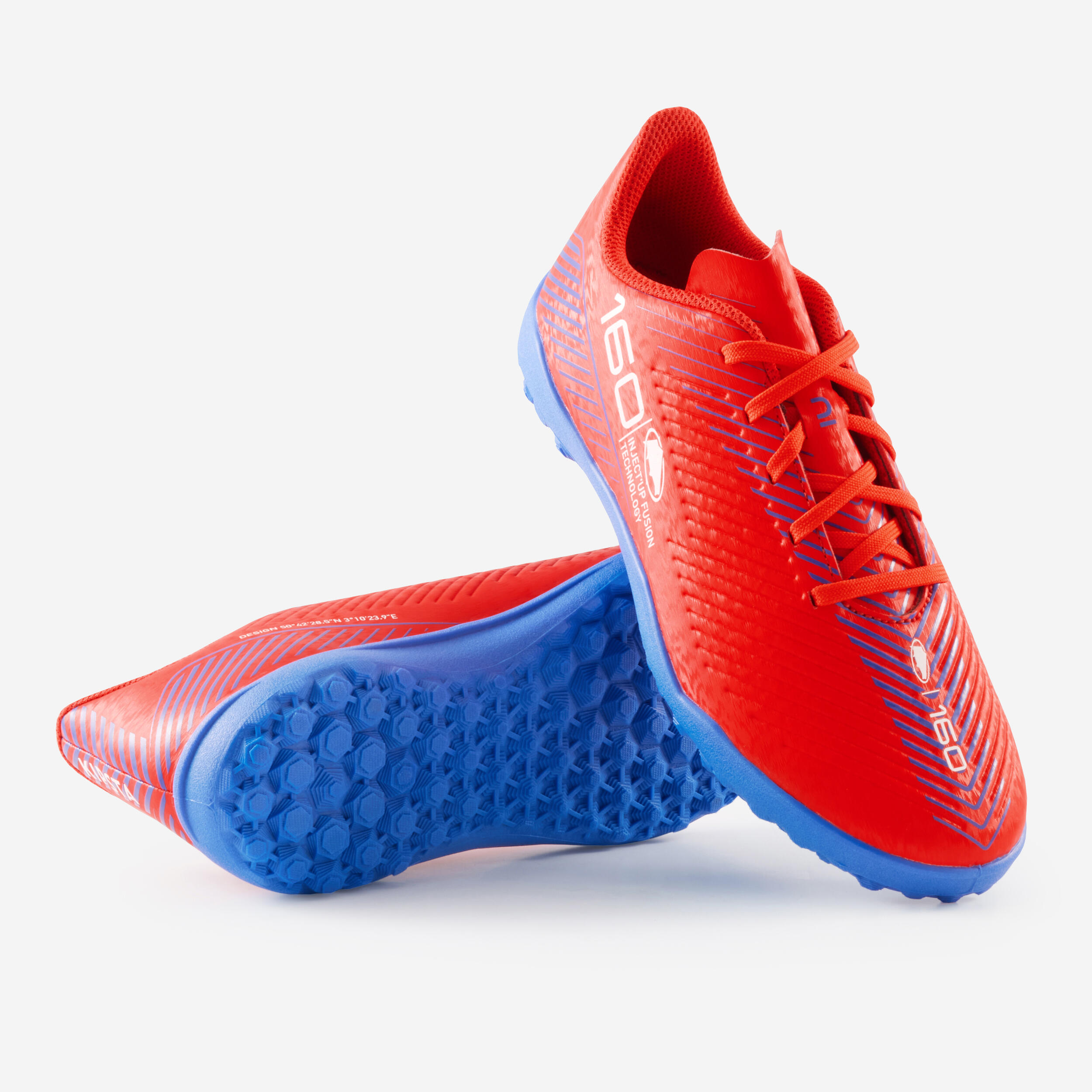 Kids' Lace-Up Football Boots 160 Turf - Red 10/10