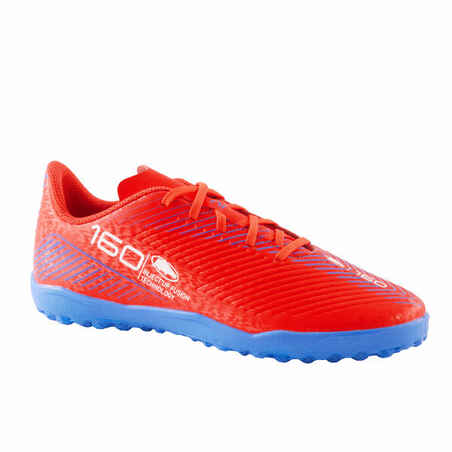 Παιδικά παπούτσια ποδοσφαίρου με κορδόνια 160 για γρασίδι - Κόκκινο