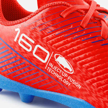 Παιδικά ποδοσφαιρικά παπούτσια με κορδόνια 160 AG/FG - Κόκκινο