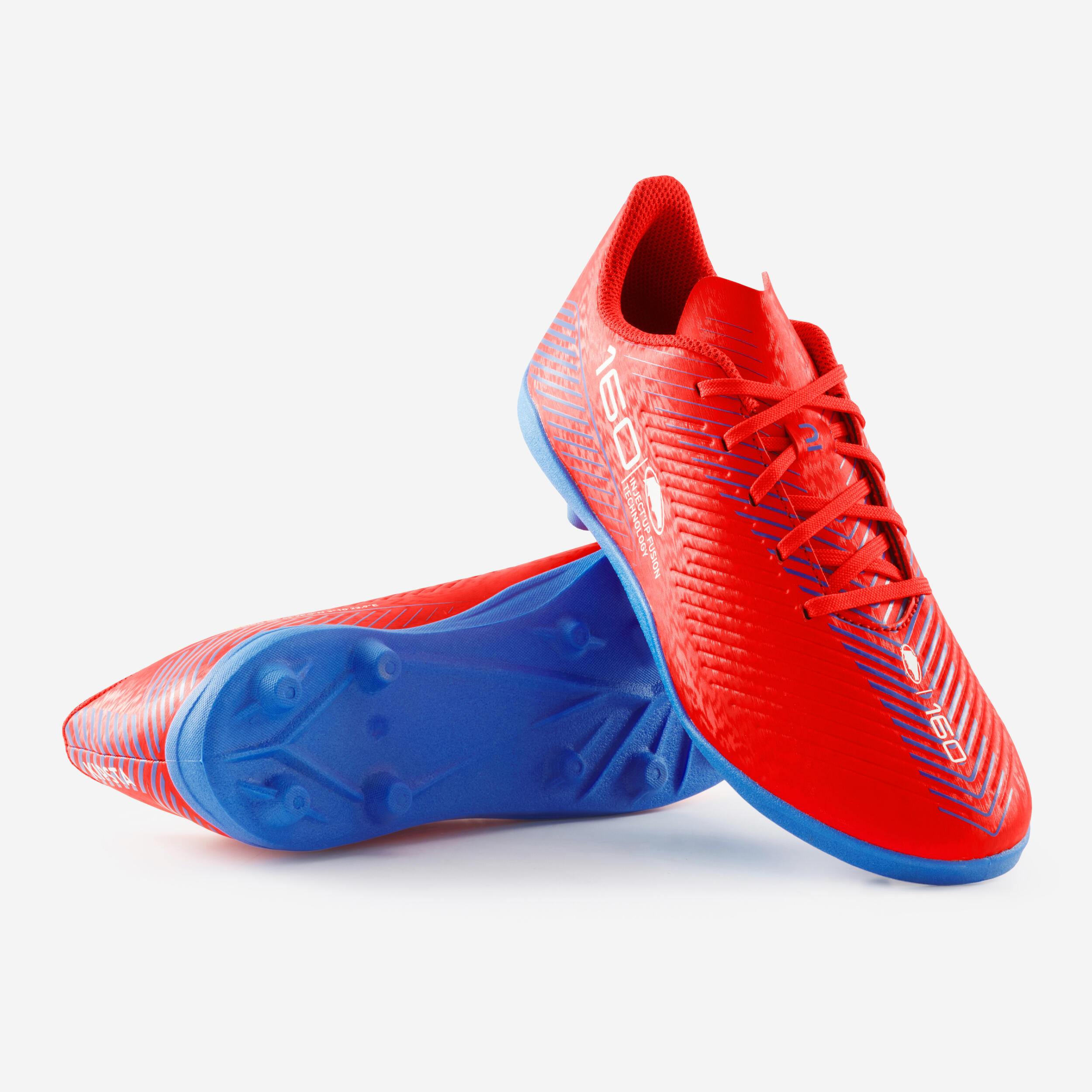 Kids' Lace-Up Football Boots 160 AG/FG Red