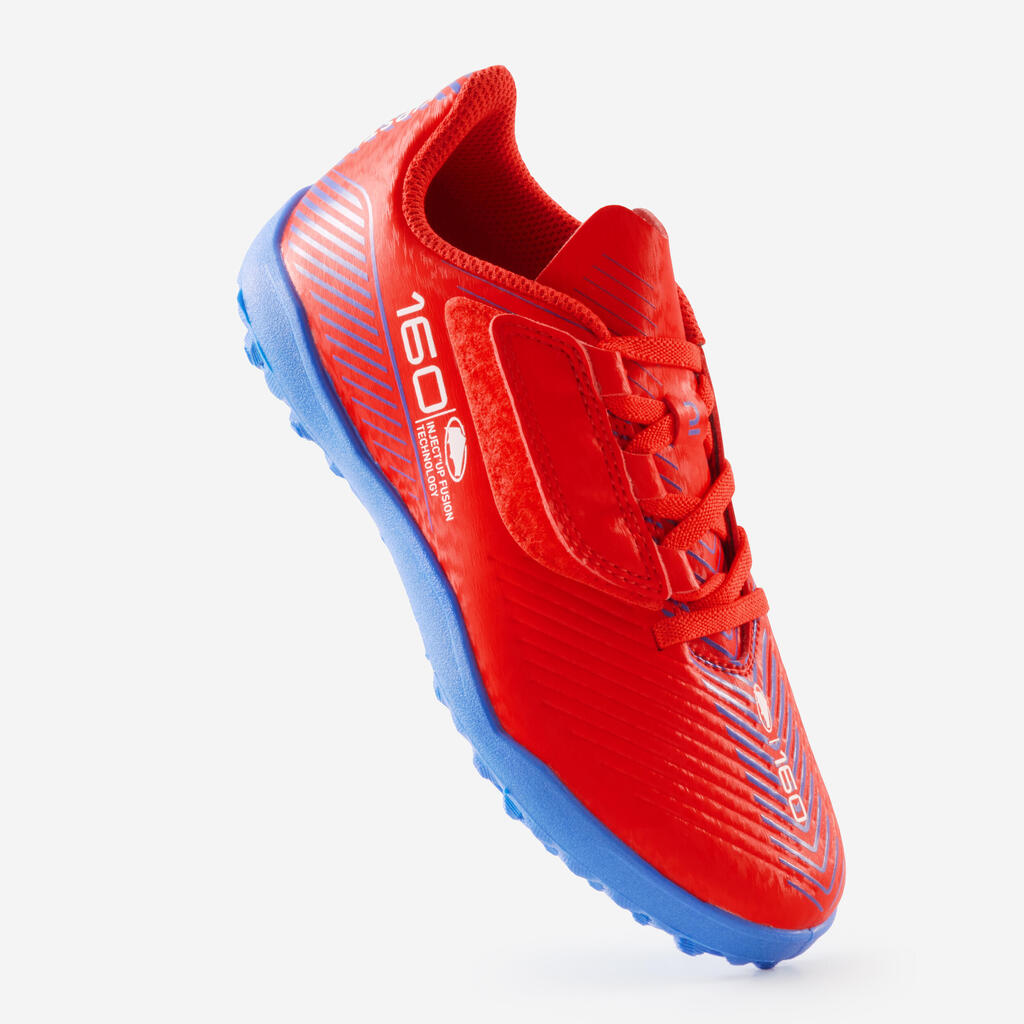 ZAPATILLAS DE FÚTBOL NIÑO CON TIRA ADHERENTE 160 EASY TURF ROJO