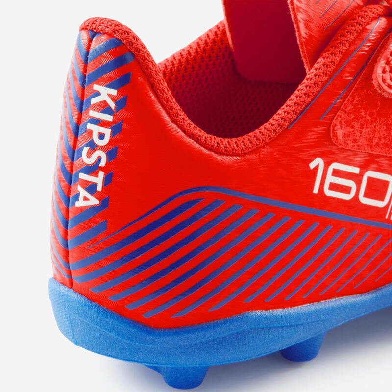 Botas de fútbol Niño velcro 160 Easy AG/FG rojo