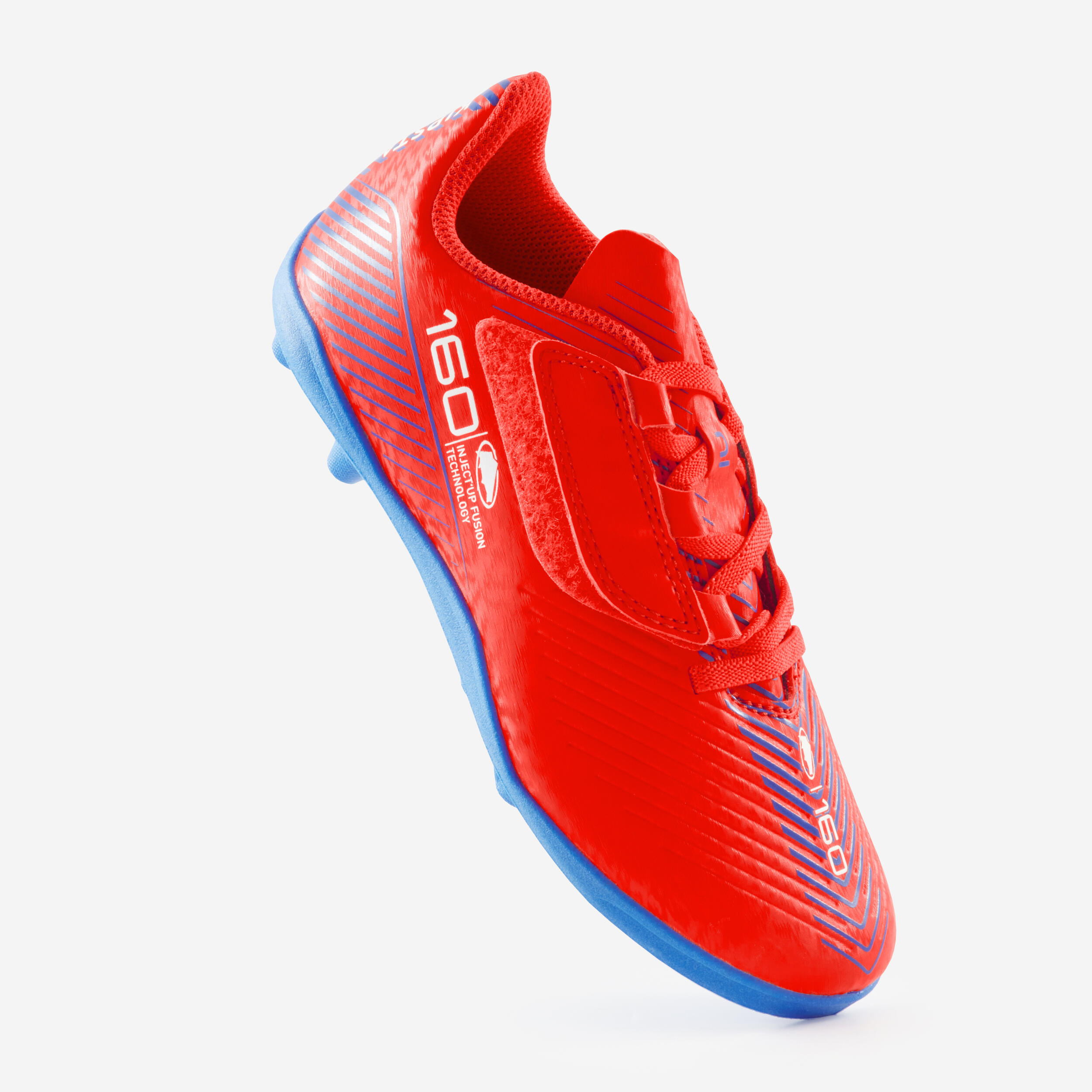 Chaussures de soccer à bande autoagrippante enfant – 160 Easy rouge - KIPSTA