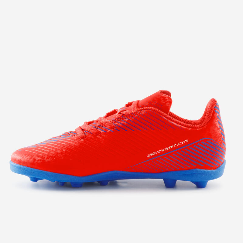 Botas de fútbol Niño velcro 160 Easy AG/FG rojo