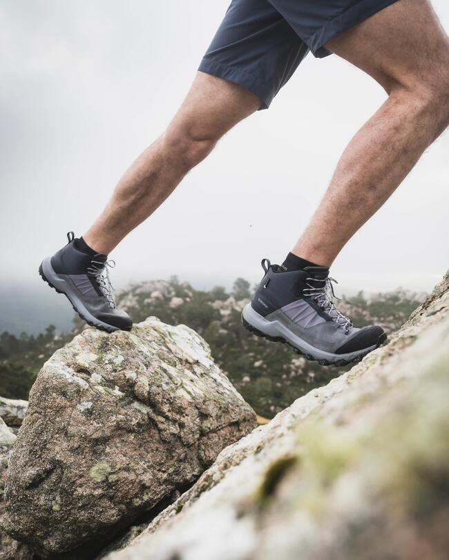 Męskie wodoodporne turystyczne buty górskie MH500 mid - szare