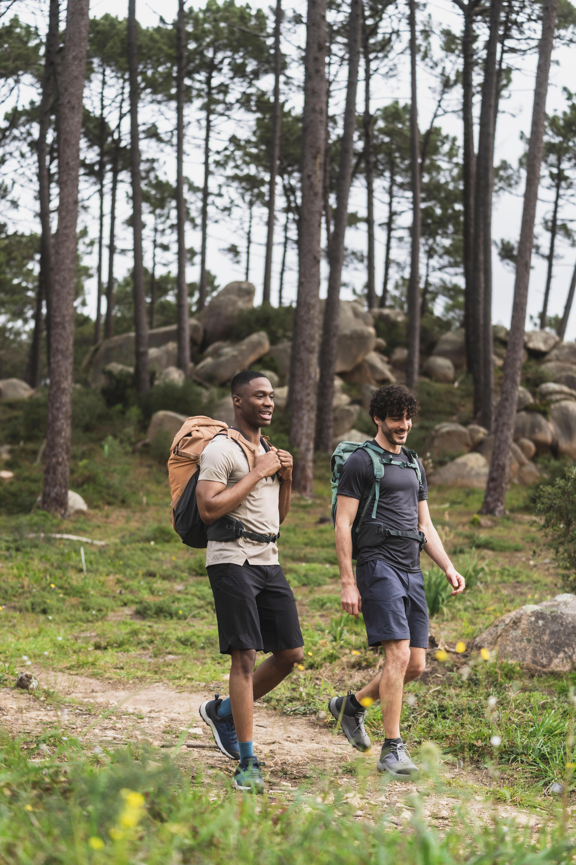 Backpacking Shorts For Hiking Men's Long Hiking Shorts, MH500 Black