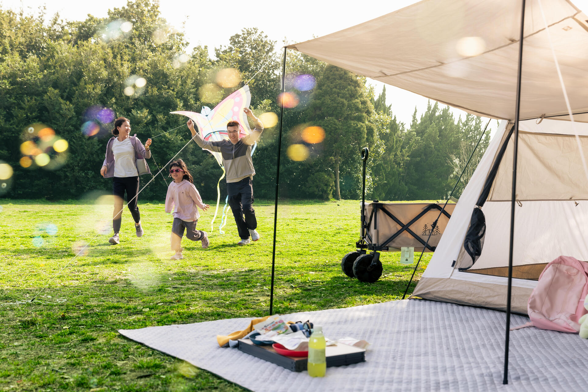 QUECHUA ケシュア キャンプ サンシェード・ワンタッチシェルター タープ付き EASY SHELTER - 晴天用