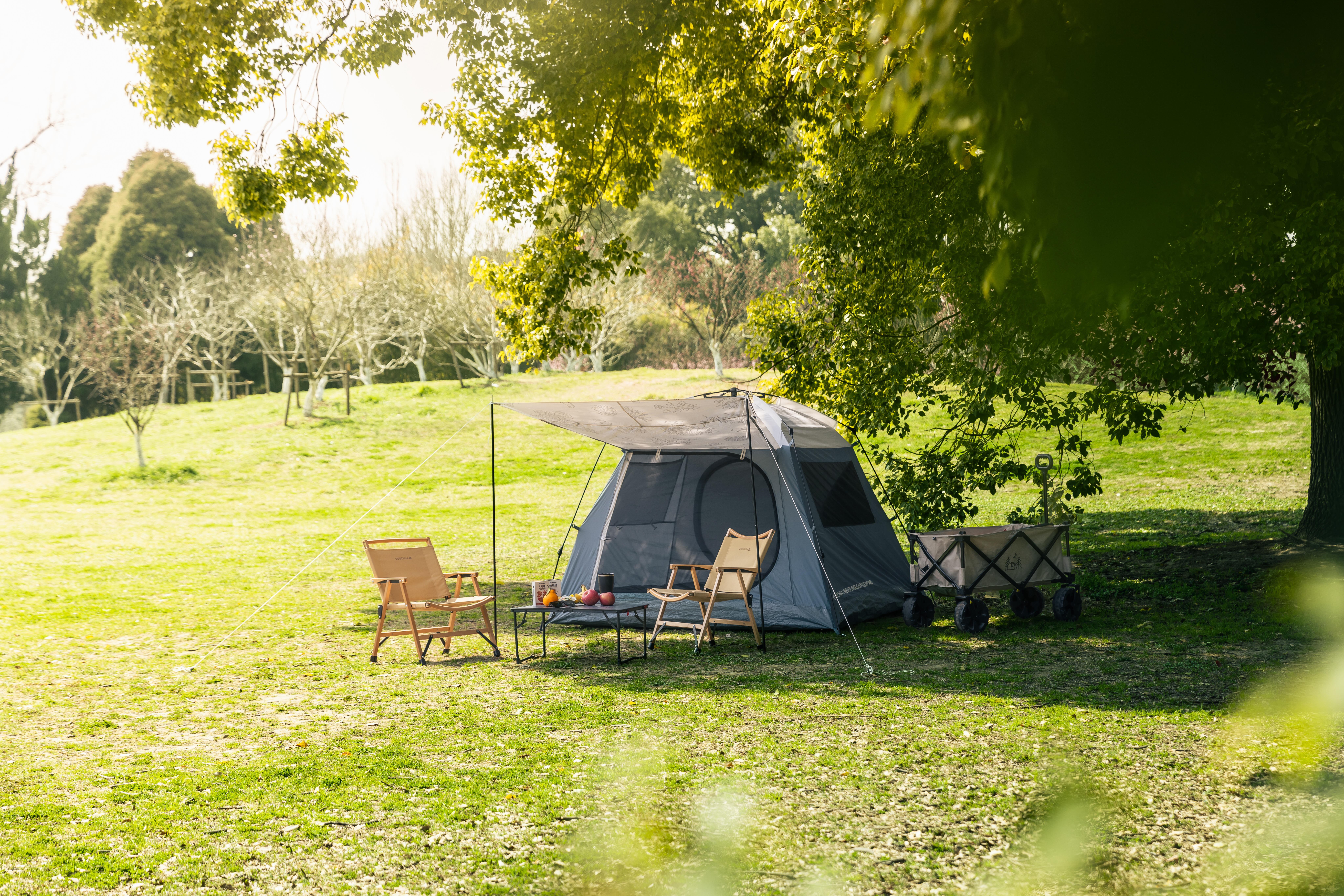 ケシュア ワンタッチシェルター タープ付 EASY SHELTER キャンプ サンシェード ワンタッチシェルター 3~4人用 (タープ付き