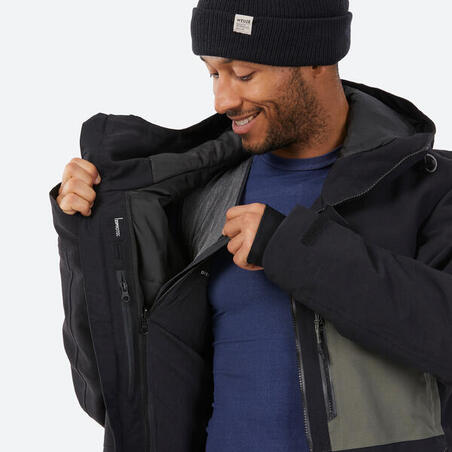 Куртка для сноуборда, совместимая с ZIPROTEC, мужская чёрно-хаки SNB 500