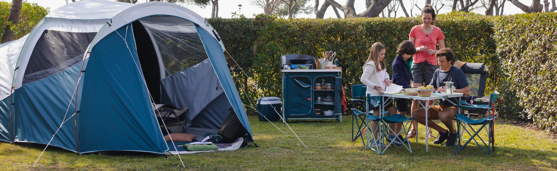 família a acampar