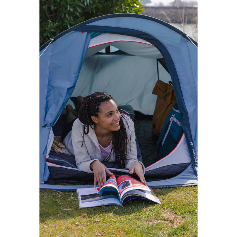 Tente de camping 2 places, 2 SECONDS bleu
