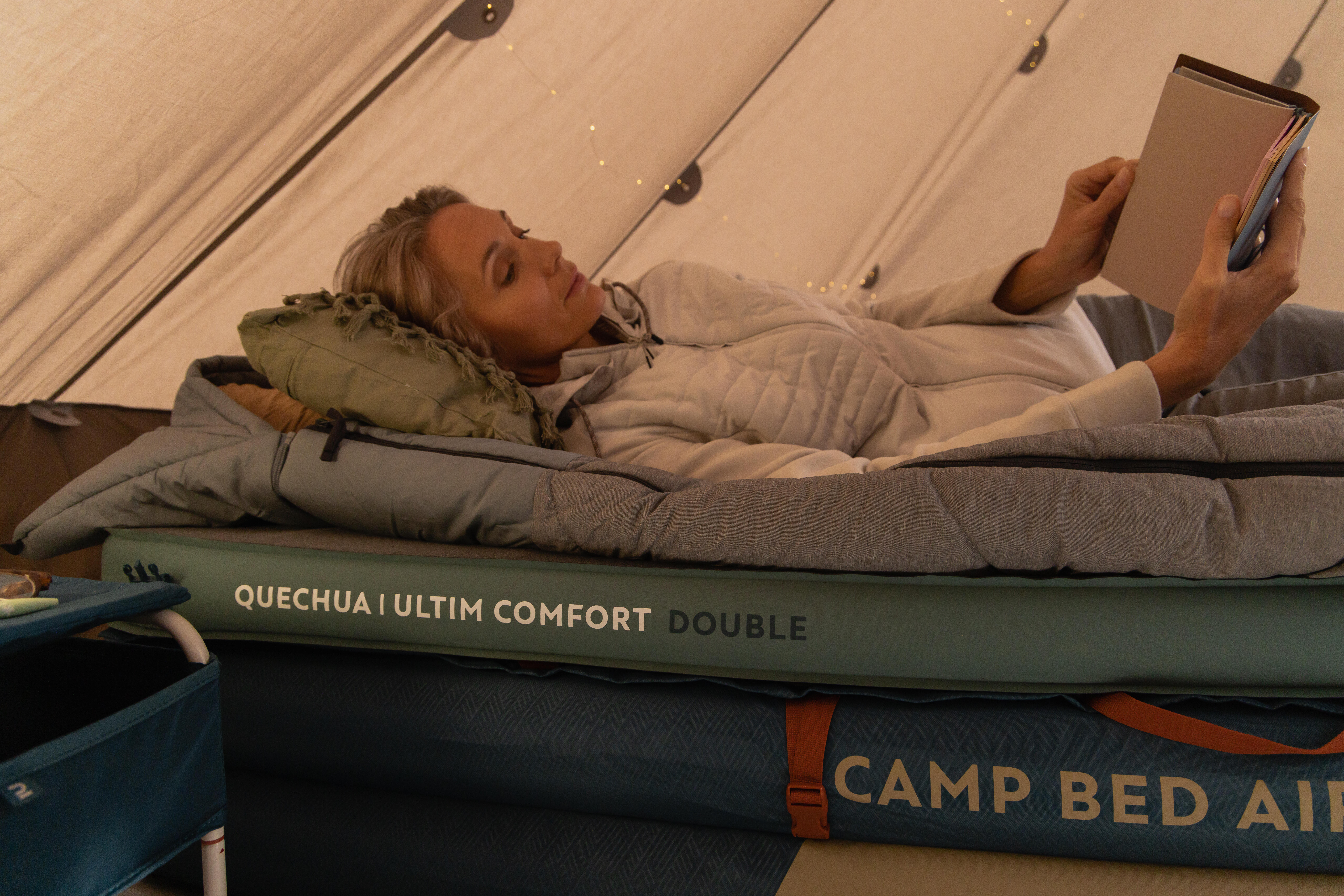 INFLATABLE CAMPING BED BASE - CAMP BED AIR + STORAGE 70 CM INFLATABLE CAMPING BED BASE - CAMP BED AIR + STORAGE 70 CM