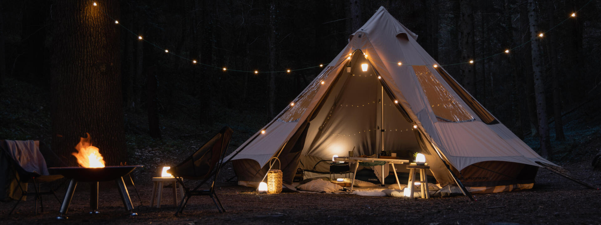 Tenda tipi de campismo - Tepee 5.2 Polialgodão - 5 pessoas - 2 quartos decathlon