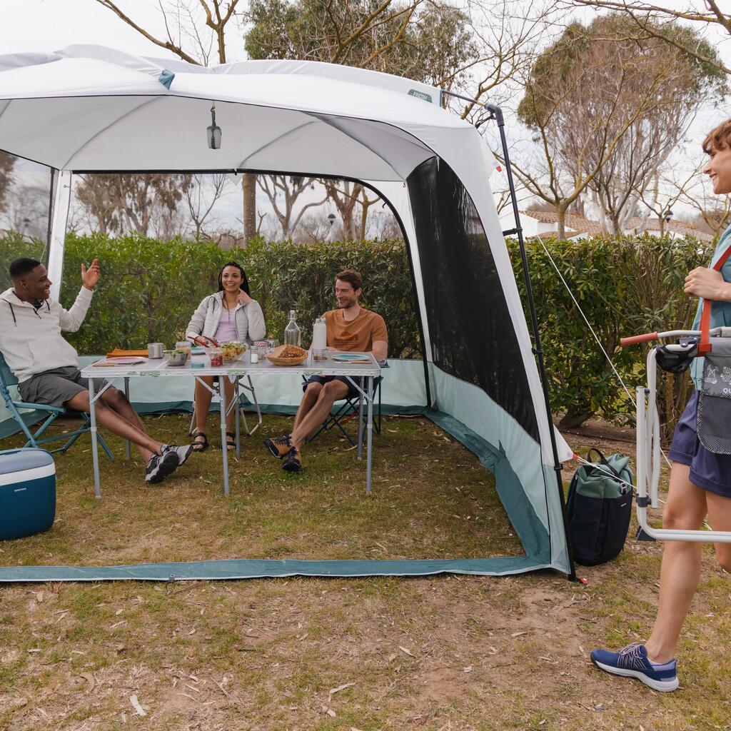 Aufenthaltszelt Stangenaufbau Camping - Base Arpenaz Ultrafresh für 10 Personen