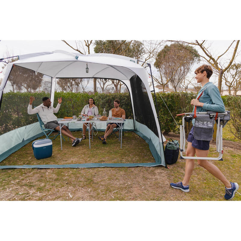 Aufenthaltszelt Stangenaufbau Camping - Base Arpenaz Ultrafresh für 10 Personen