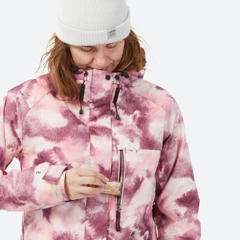 Snowboardjas voor dames 100 roze graphic