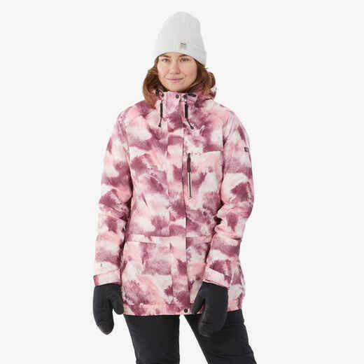 
      Dámska snowboardová bunda SNB 100 ružová s potlačou
  