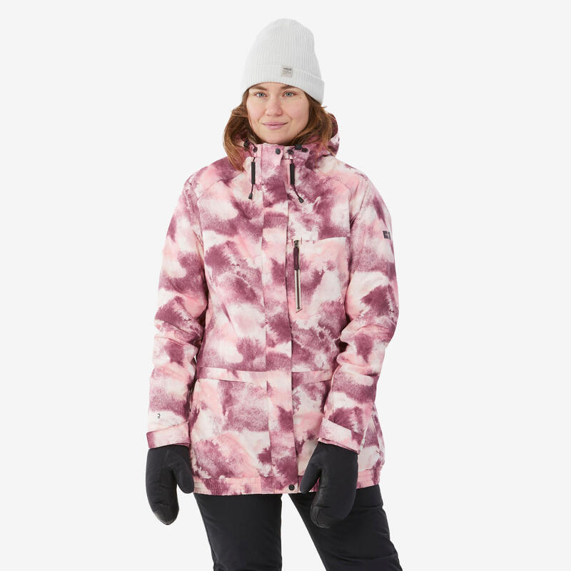 Snowboardjacke Damen Skijacke - SNB 100 rosa mit Print 