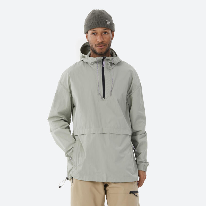 Veste de snowboard légère et confortable 1/2 zip, snb 100 verte