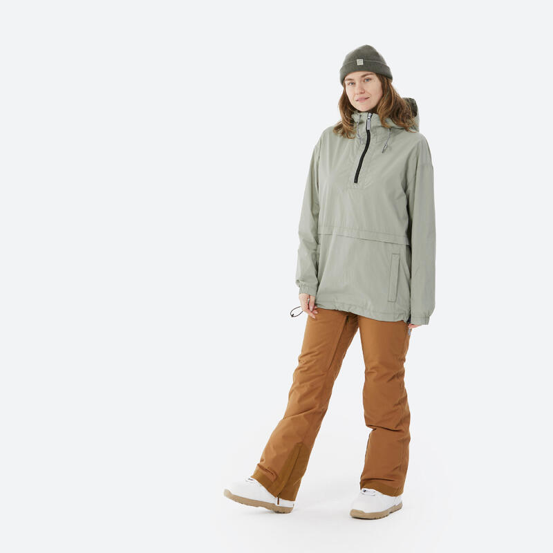 Veste de snowboard légère et confortable 1/2 zip, snb 100 verte