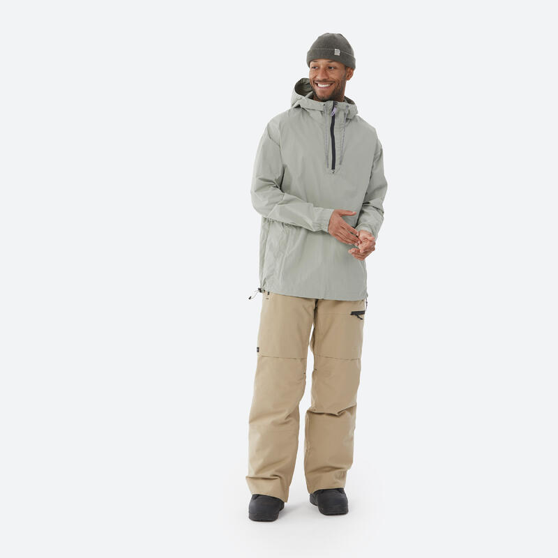Veste de snowboard légère et confortable 1/2 zip, snb 100 verte