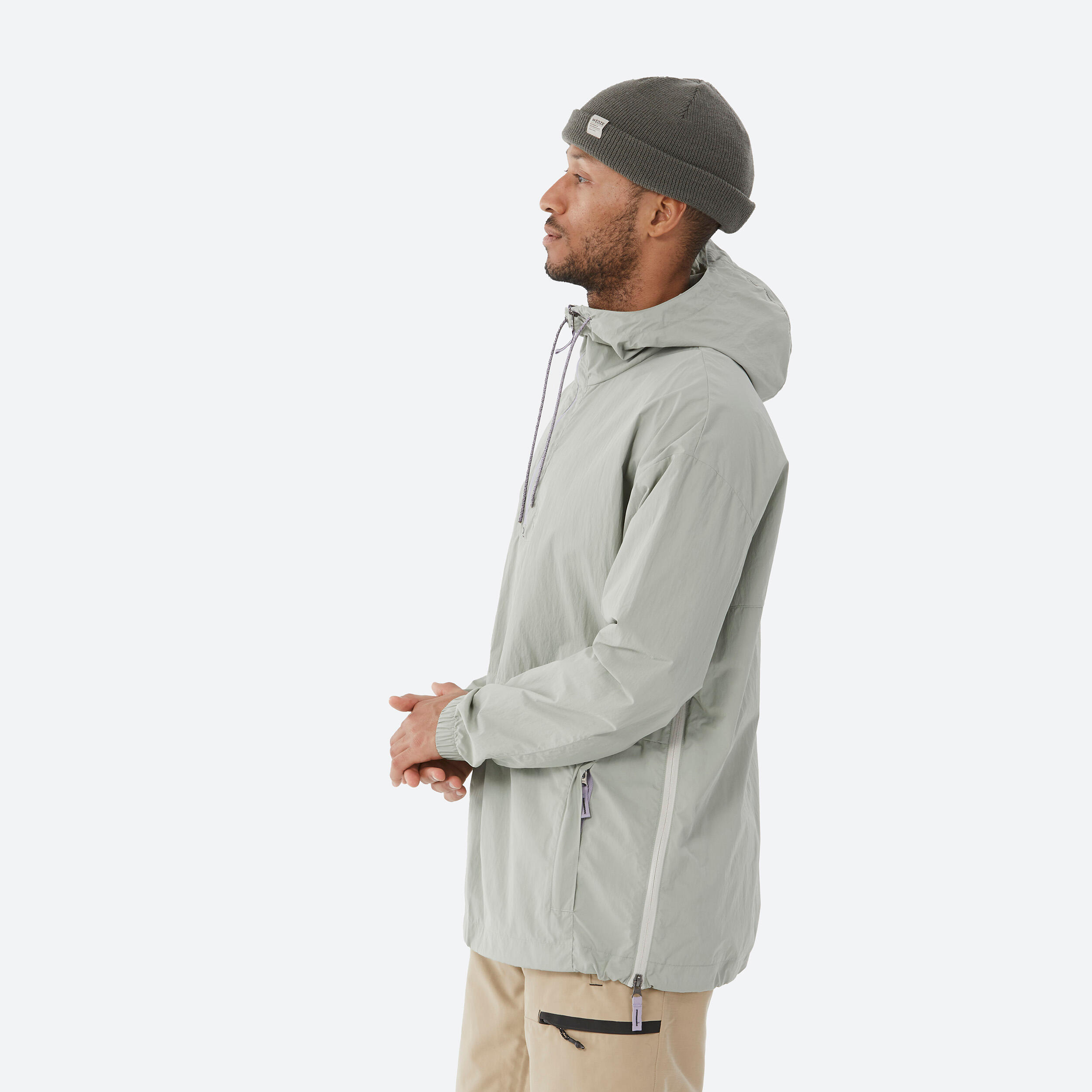 MEN S SNB 100 LIGHTWEIGHT SNOWBOARD JACKET SAGE GREY DREAMSCAPE