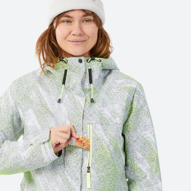 Snowboardjacke Damen Skijacke - SNB 100 weiss mit Print