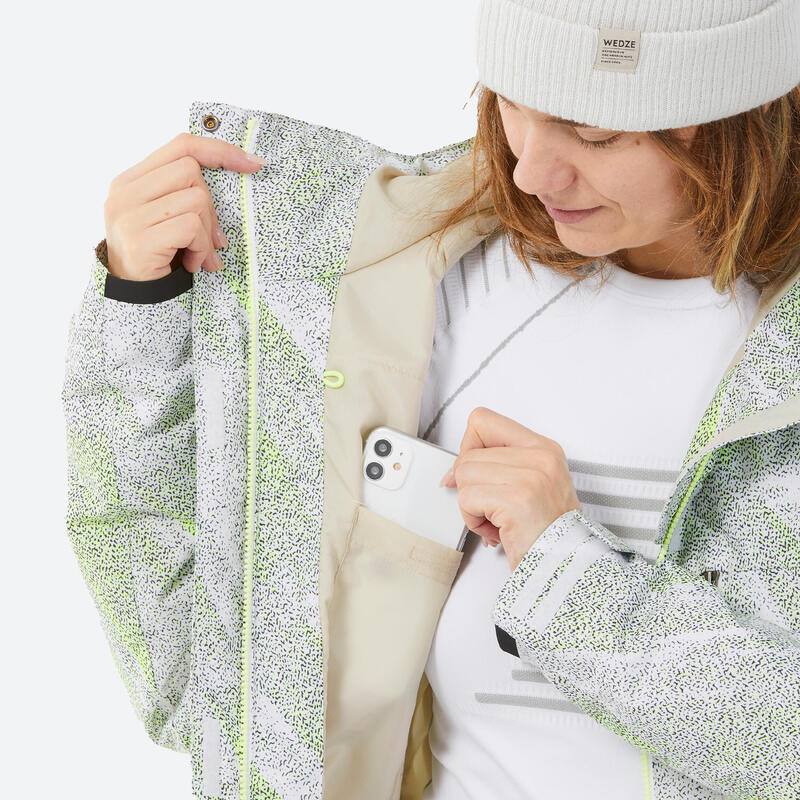 Snowboardjacke Damen Skijacke - SNB 100 weiss mit Print